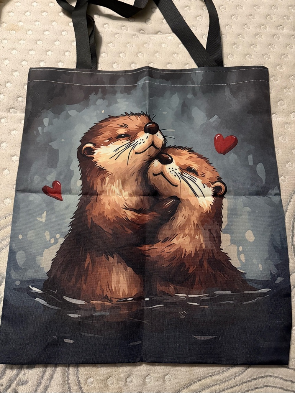 Lovable Otters Art Tote - Brown & Blue